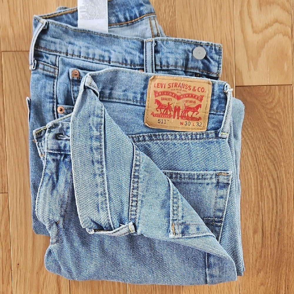 2 Pair Levi's 511 Light Blue Denim Jeans Size 30/32